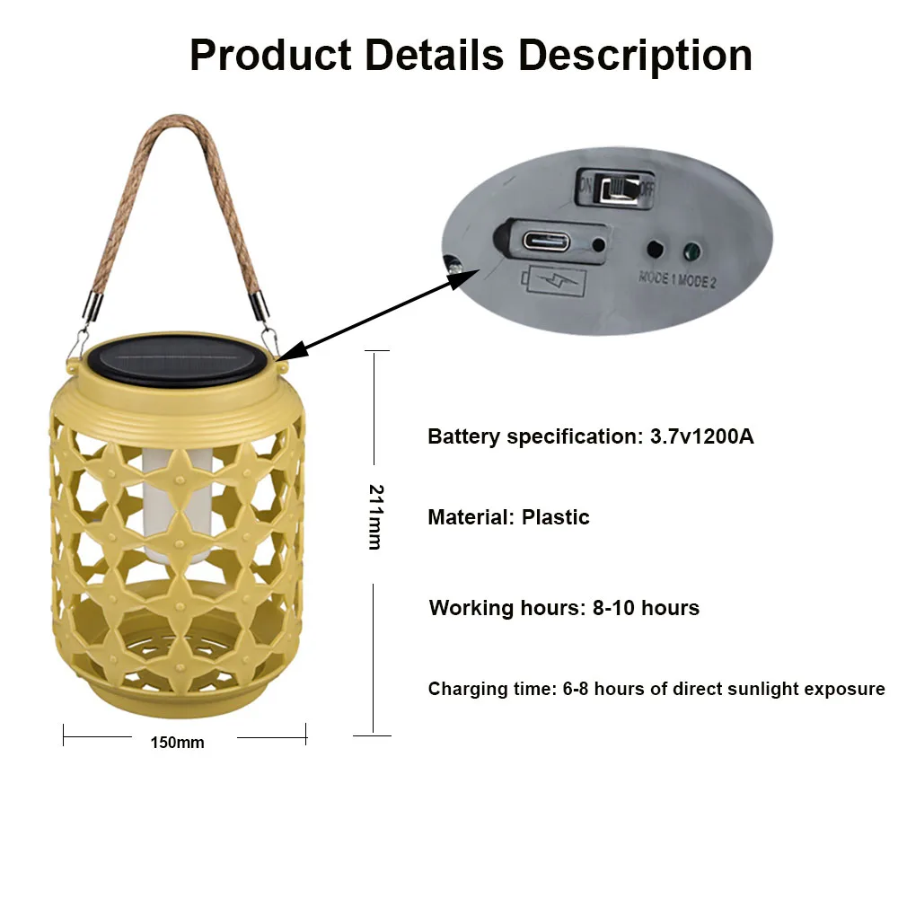 模造籐ソーラーLEDハンギングライト,プラスチック素材,防水,屋外,キャンプ,木,庭,パーティー,テラス