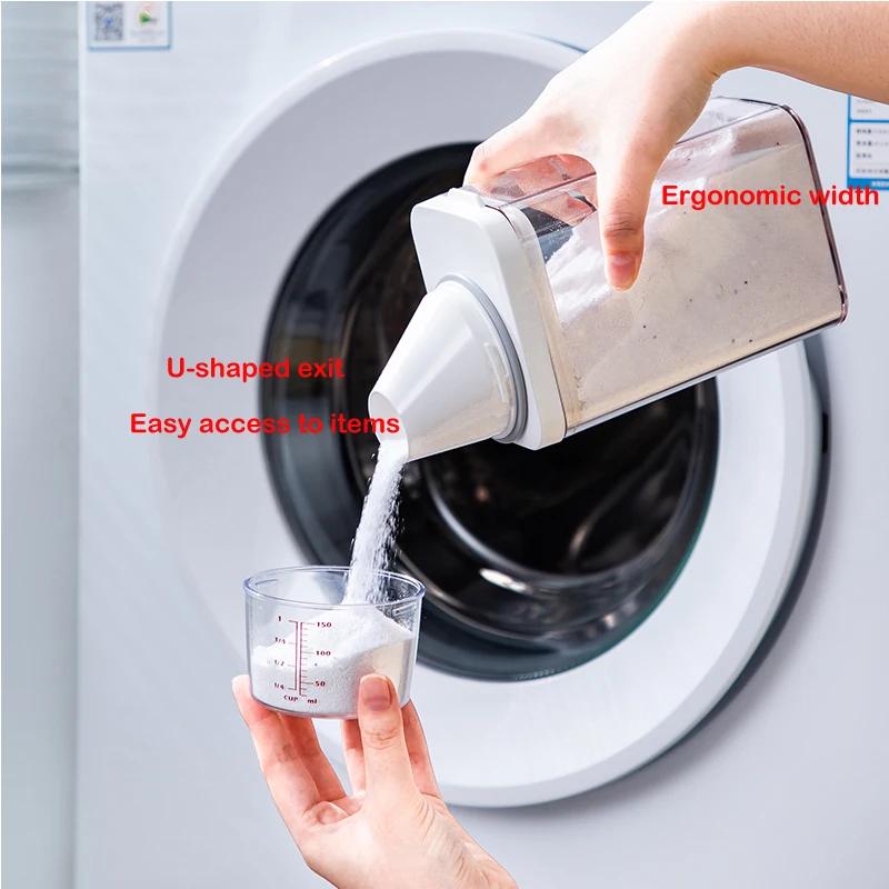 Laundry Detergent Powder Container With Measuring Cup Washing Up Powder Dispenser Food Storage Jar Airtight Storage Bottle