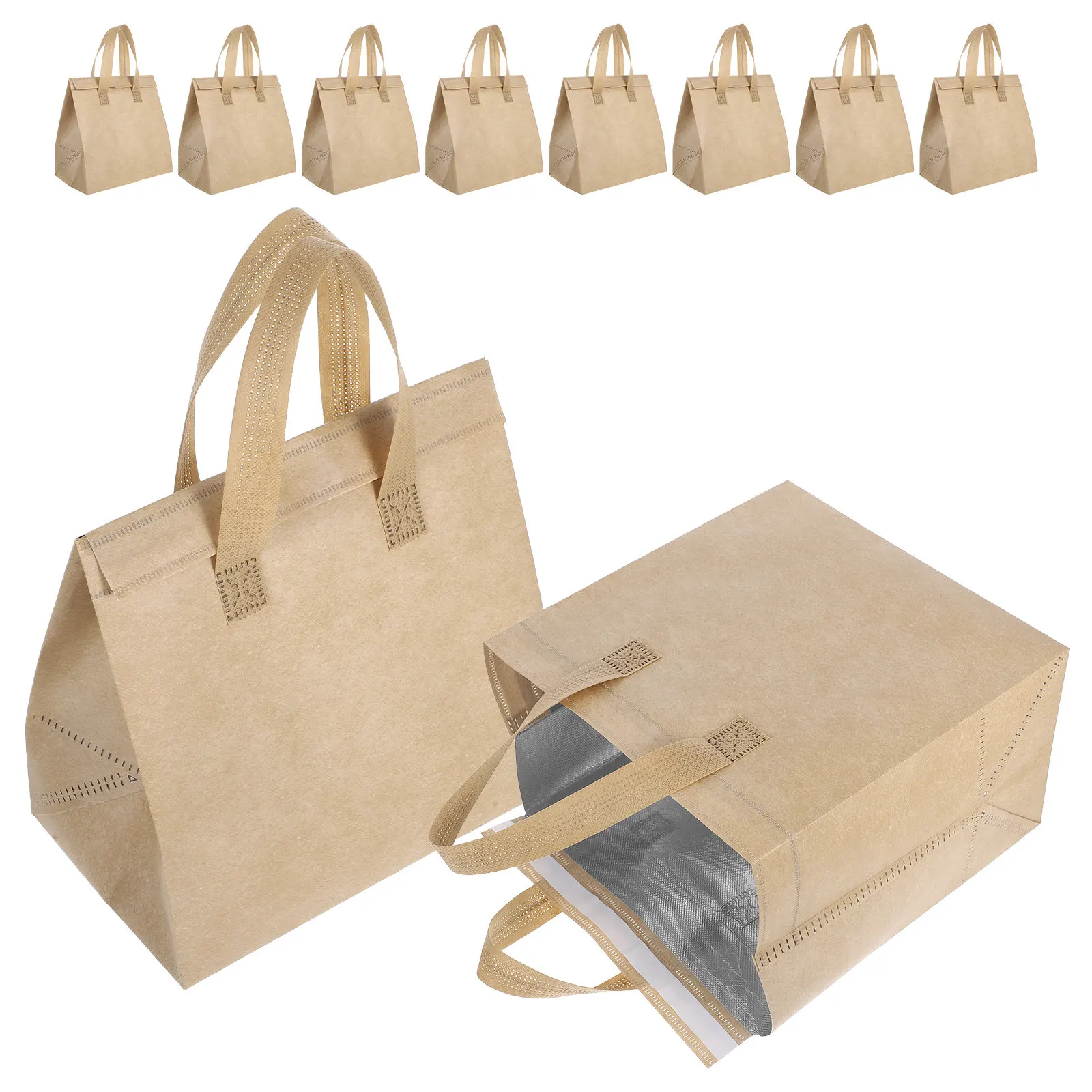 12Pcs Insulated Take-Out Bag Reusable Delivery Hot Cold Food Aluminum Foil Coffee Seafood Grocery Lunch Hot Cold Food view 3