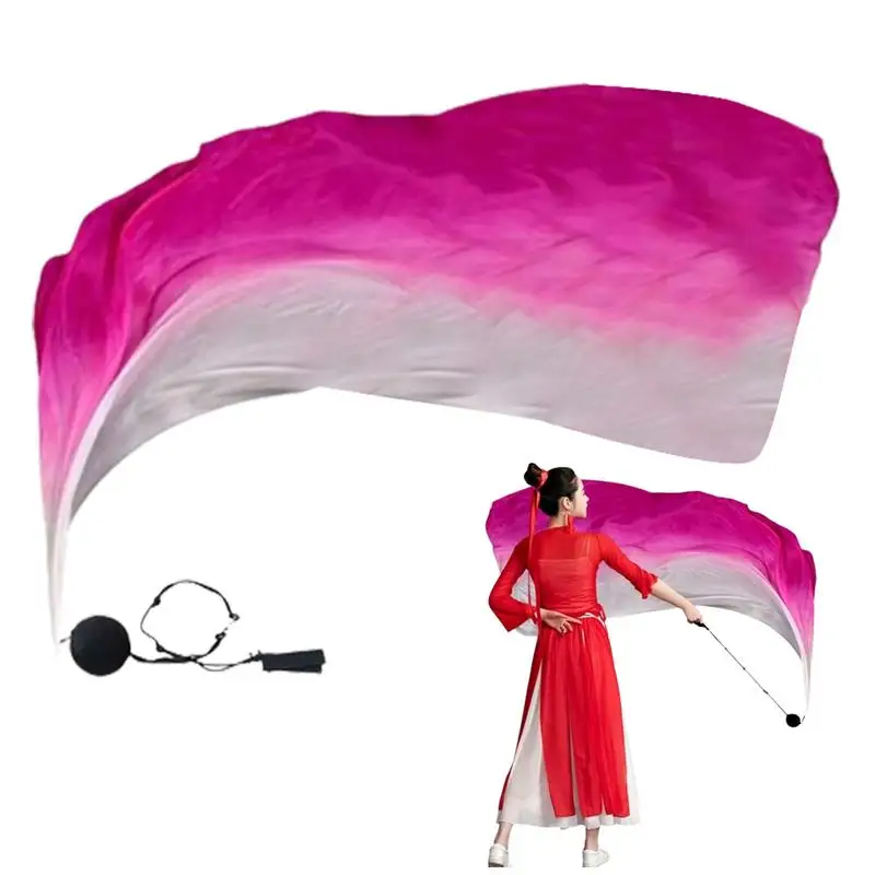 Dance Silk Veil Belly Dance Silk Scarf Veils Poi Streamer Gradual Colors Silk Poi Flags With Poi Ball Belly Dance Silk Scarf