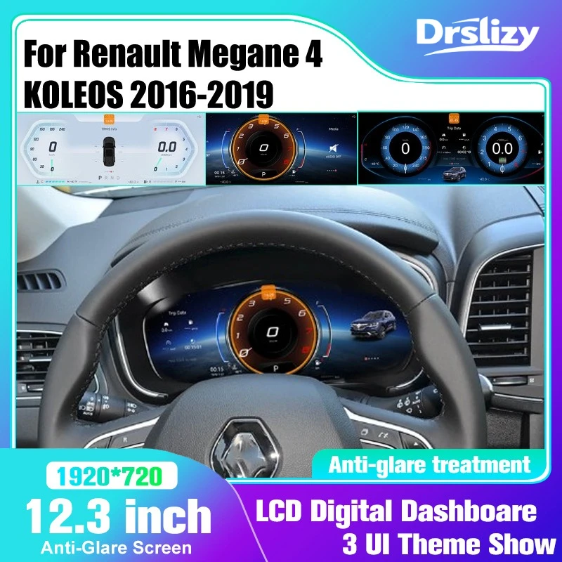 

Dashboard For Renault Megane 4/KOLEOS 2016-2019 Automotive speedometers 12.3inch LCD Cluster panel digital instrument panel