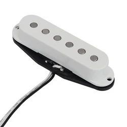 FLEOR 1PCS Single Coil Pickup Alnico 5 White ST Electric Guitar Pickup 50/50/52mm Flat Pole Pieces