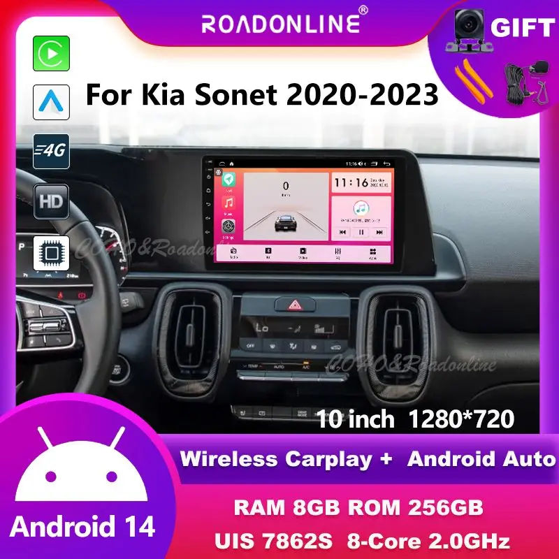 

10-inch Android 14 car radio multimedia video player for Kia Sonata, supports GPS navigation, CarPlay, in-car Wi-Fi and 4G DSP