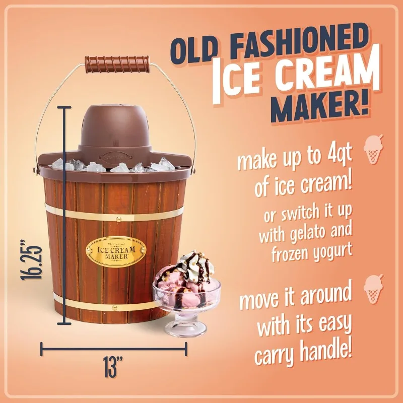 Nostalgia Electric Ice Cream Maker - Old Fashioned Soft Serve Ice Cream Machine Makes Yogurt or Gelato in Minutes - Fun US