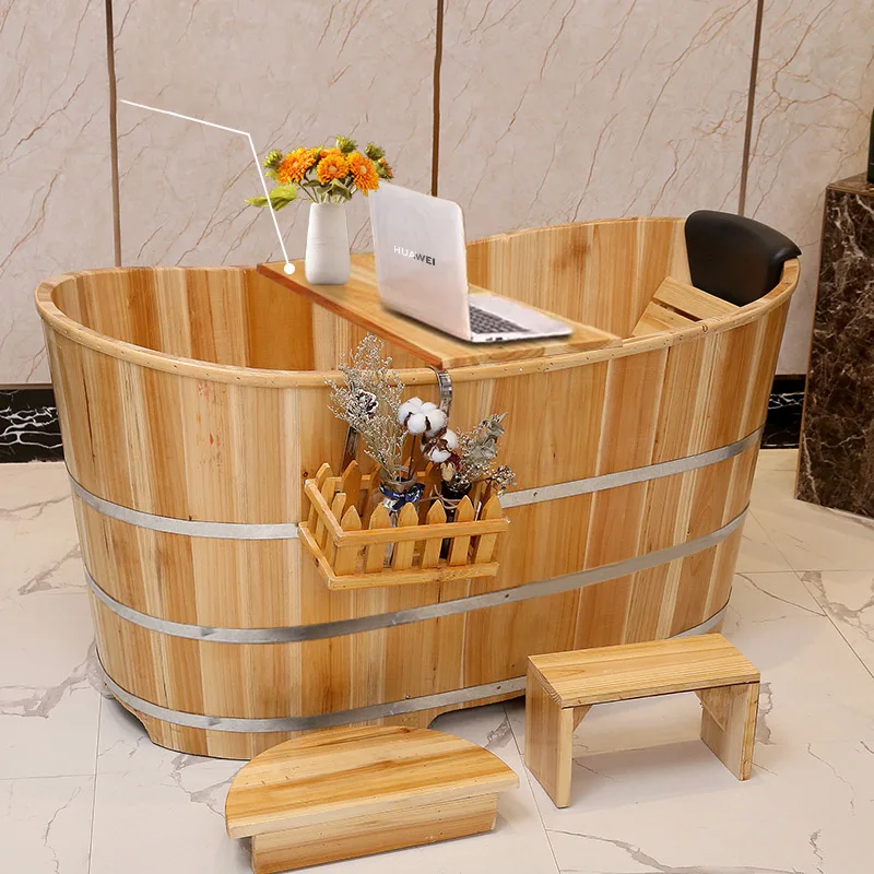 

Fumigation Wooden Bathtub Luxury Solid Faucet Exquisite Bath Bucket Can Store Things Chuveiro Lorenzetti House Furniture CY50YT