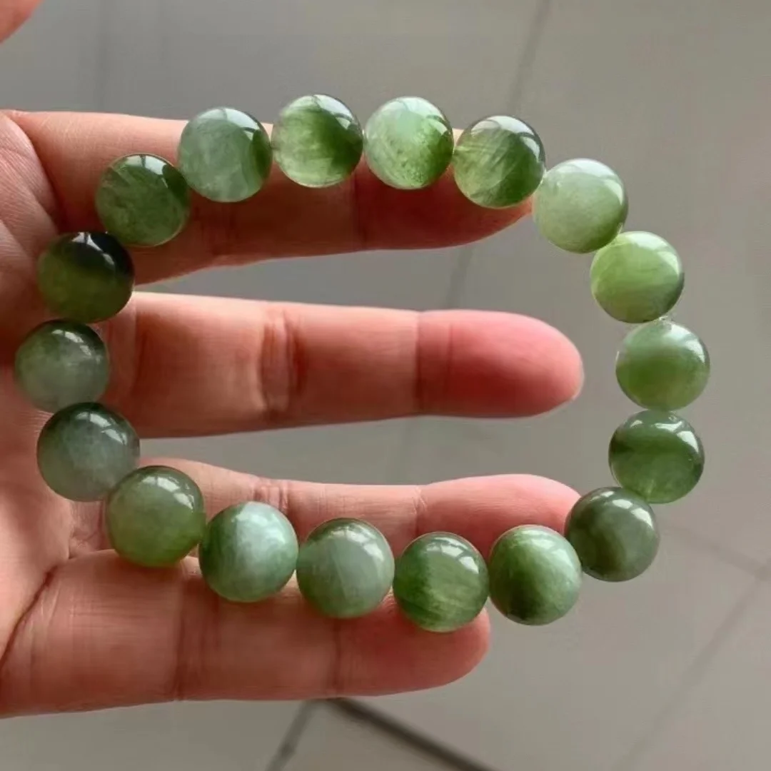 Natural Green Tourmaline Clear Round Beads Bracelet Brazil 11mm Clear Round Beads Women Men Watermelon Tourmaline AAAAA