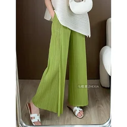 Miyake Pleated Pants for Women in 2023, New High Waisted, Draped, Loose Patchwork Straight Leg Wide Leg Pants