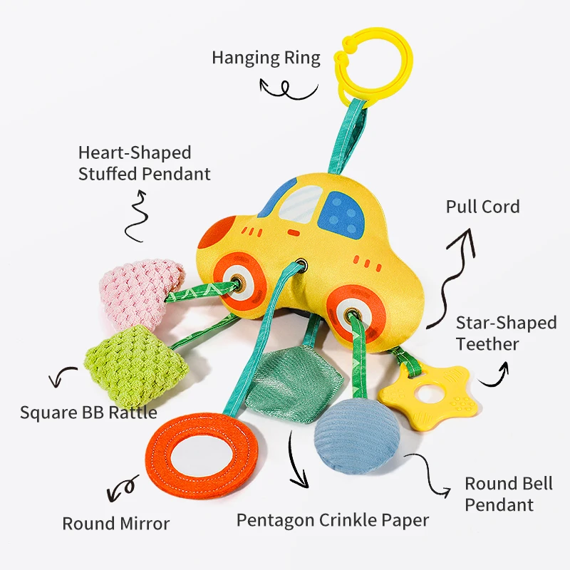 Passeggino Letto sospeso Giocattolo Massaggiagengive masticabile sicuro Regalo per neonato Giocattolo per sospensione per carrozzina con materiale morbido per neonati