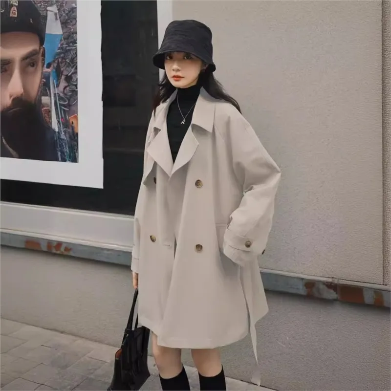 A new loose khaki trench coat for women casual and versatile mid-length