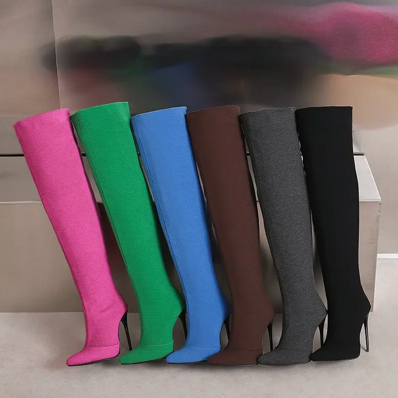 REAVE CAT فوق الركبة تصميم الفخذ الأحذية الجوارب النسائية حجم 46 47 48 أحذية الحفلات الموضة أشار تو الخناجر مثير تمتد