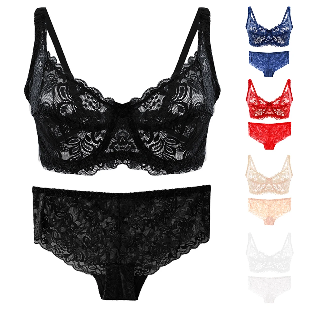 2PCS Women Maternity Bra Suit Lace Transparent Bras Panties Sets Exquisite Embroidery Underwear Set Fashion Lady Bralette