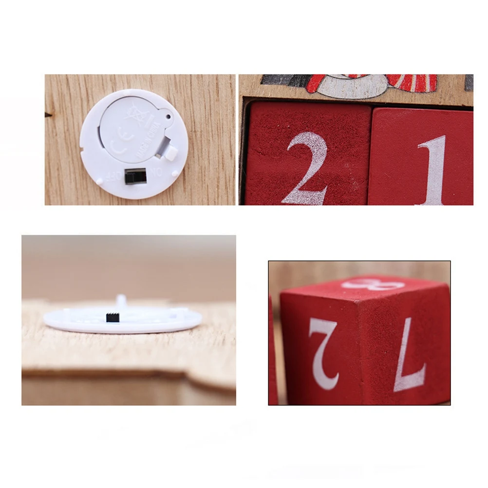 

Luminous Wooden Desk Calendar Vintage Perpetual Block European Style Christmas Decor Glow Festive Party Supplies Reusable