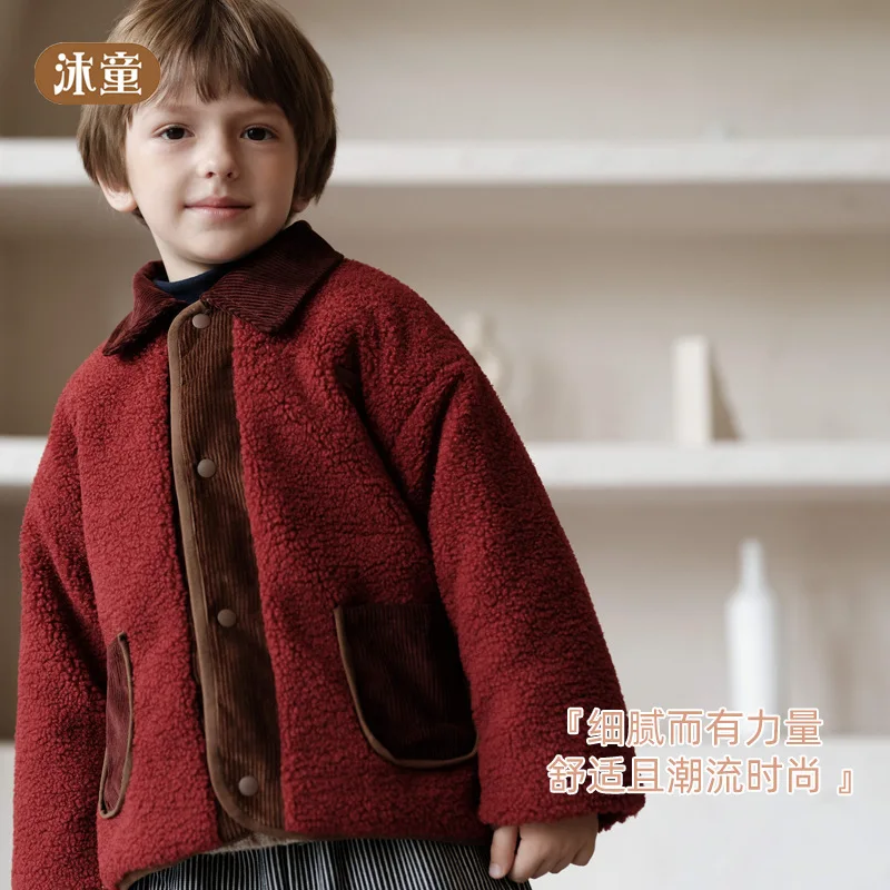 سترة قطنية قصيرة جديدة متعددة الاستخدامات لخريف وشتاء 2025 للأولاد والبنات، قابلة للعكس، مبطنة، معطف فضفاض مناسب