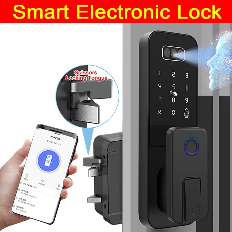 

Tuya 3D Face Palm Recognition Smart Door Lock Waterproof WIFI App Remote Control Fingerprint Electronic Door Lock for Home