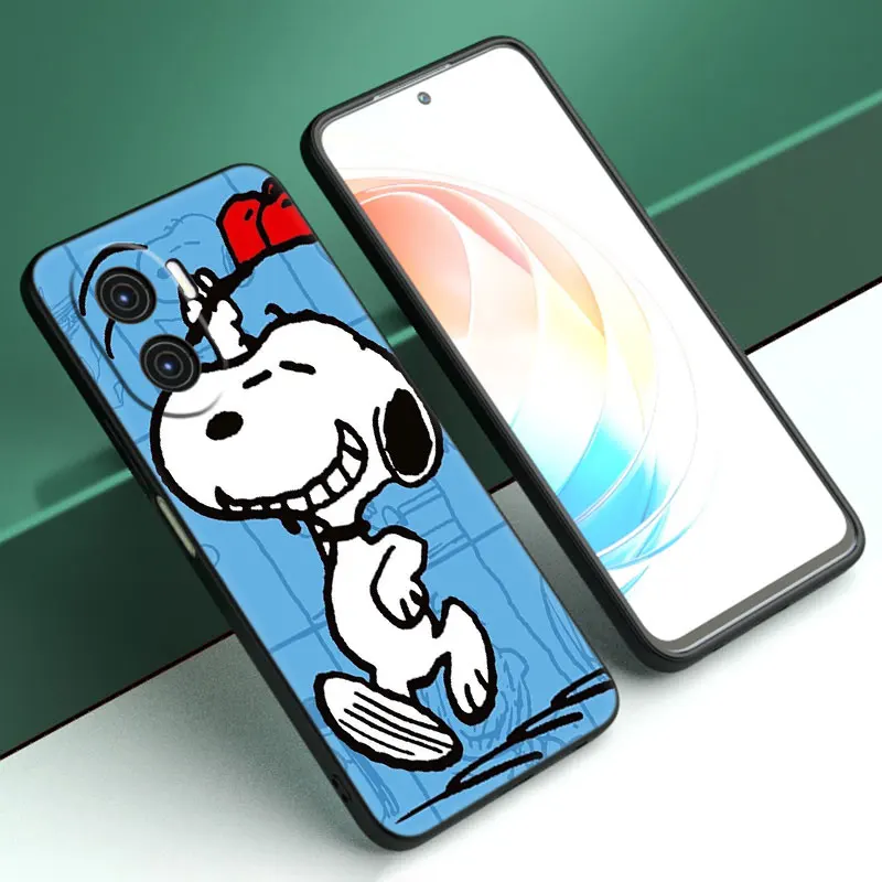 Cute kawaii S-Snoopy Cartoon Cover Black Bumper Case For Huawei P60 Pro Art P50E P40 P30 P20 Pro P10 Lite P Smart Z P Smart 2021