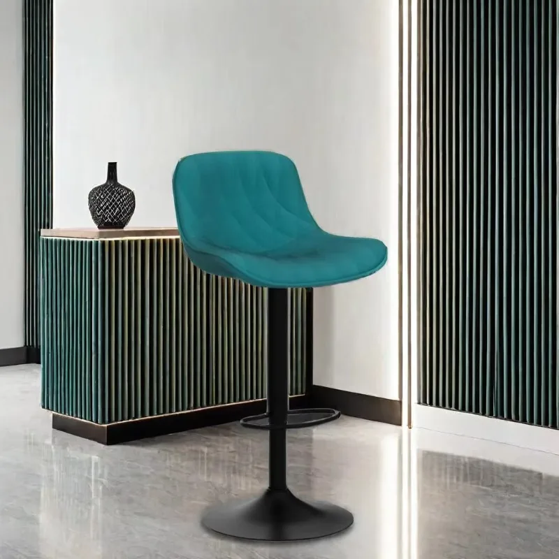 

Green rotating counter height bar stool single bar stool adjustable soft teddy velvet chair modern design catering kitchen