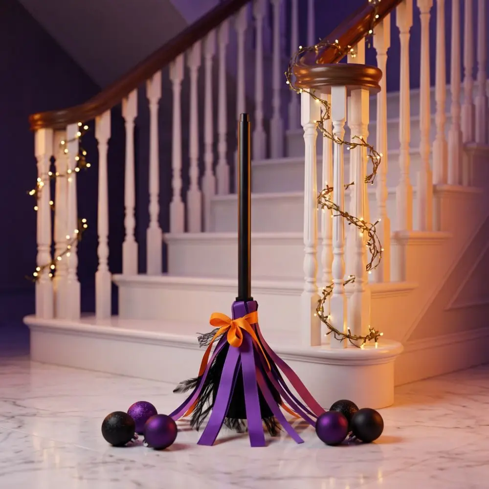 Sound Activated Halloween Witch Broom Moving Broomstick Plastic Witch Broomstick Floating Broomstick Electric Rotating