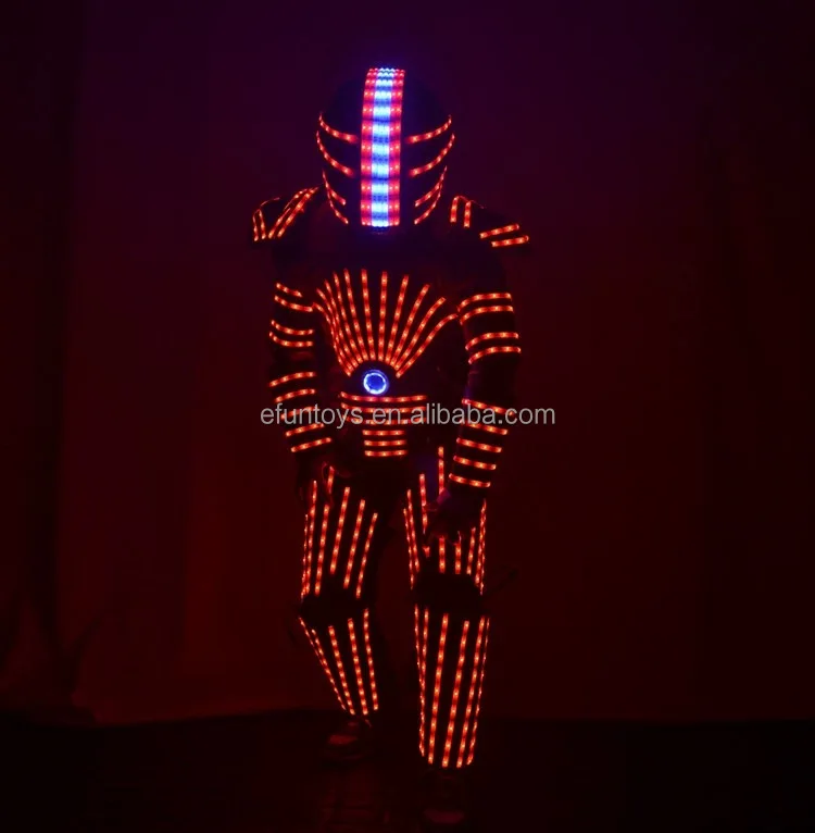 LED Luminous Robot CostumeBar LED Robot Costumes Cosplay Stage Peorce Clothes Coloul Jacket With Gloves LED Clothing Suit F