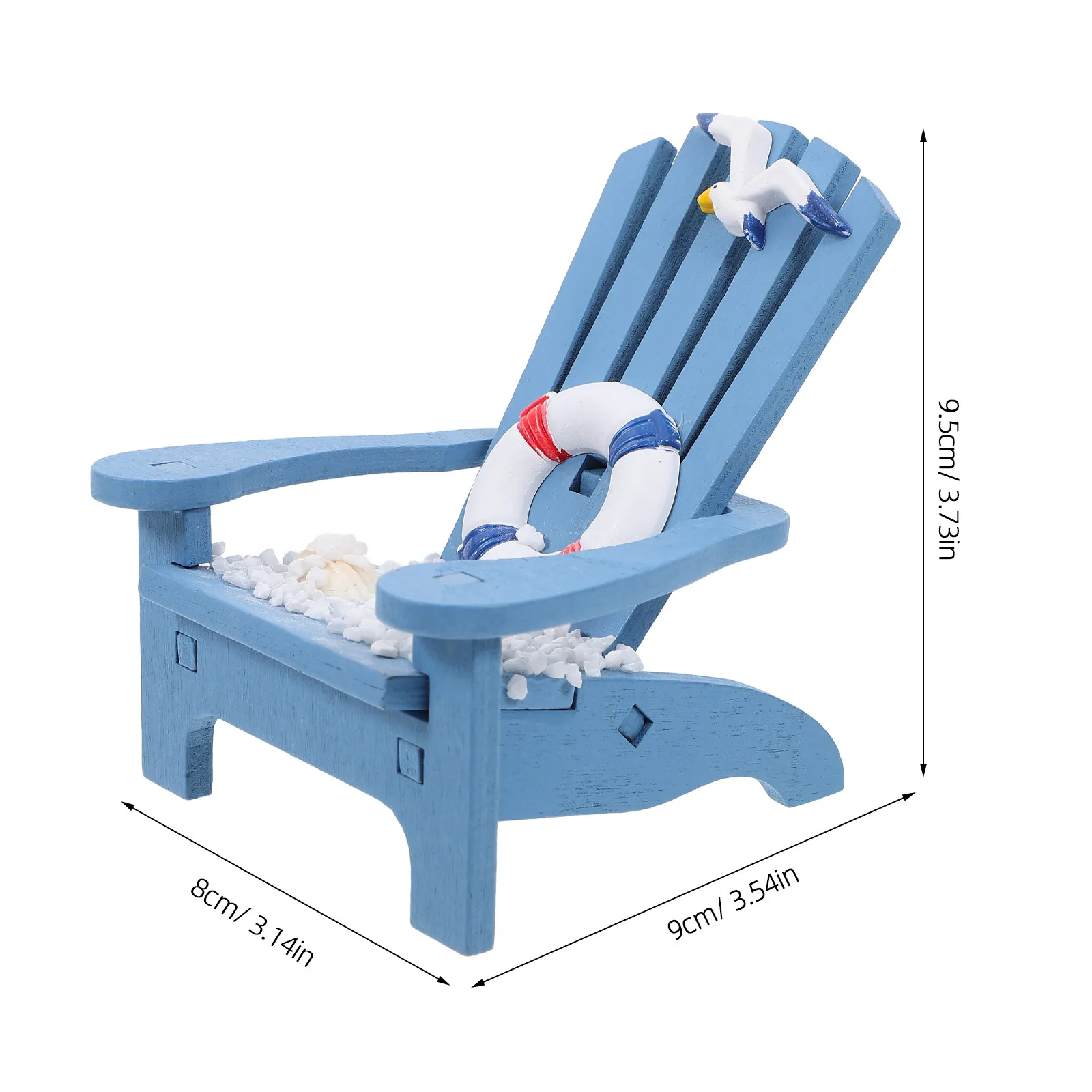 Mini Beach Chair Ornament Nautical Decor Small Compact Sturdy Wooden Style Chair for Desk Bookshelf Home Office Mediterranean