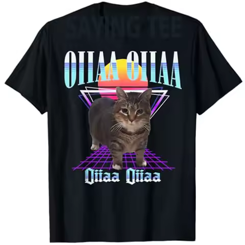 Oiia Oiia Cat Meme Funny Spining-Cat Novelty Gift for Men Women T-Shirt Funny Kitty Lover Saying Tee Short Sleeve Graphic Outfit