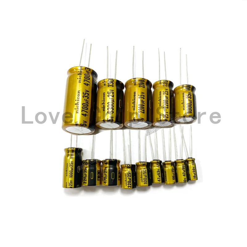 NICHICON FW Series Electrolytic Capacitors HIFI Audio Capacitor 16V 25V 35V 50V 63V 100V 1UF 10UF 2200UF 330UF 470UF 1000UF