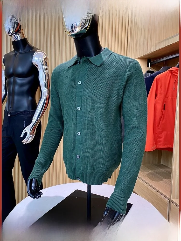 

Классический вязаный кардиган, мужской модный свитер с воротником, осень-зима, новый молодежный витали, длинный све, чистый цвет