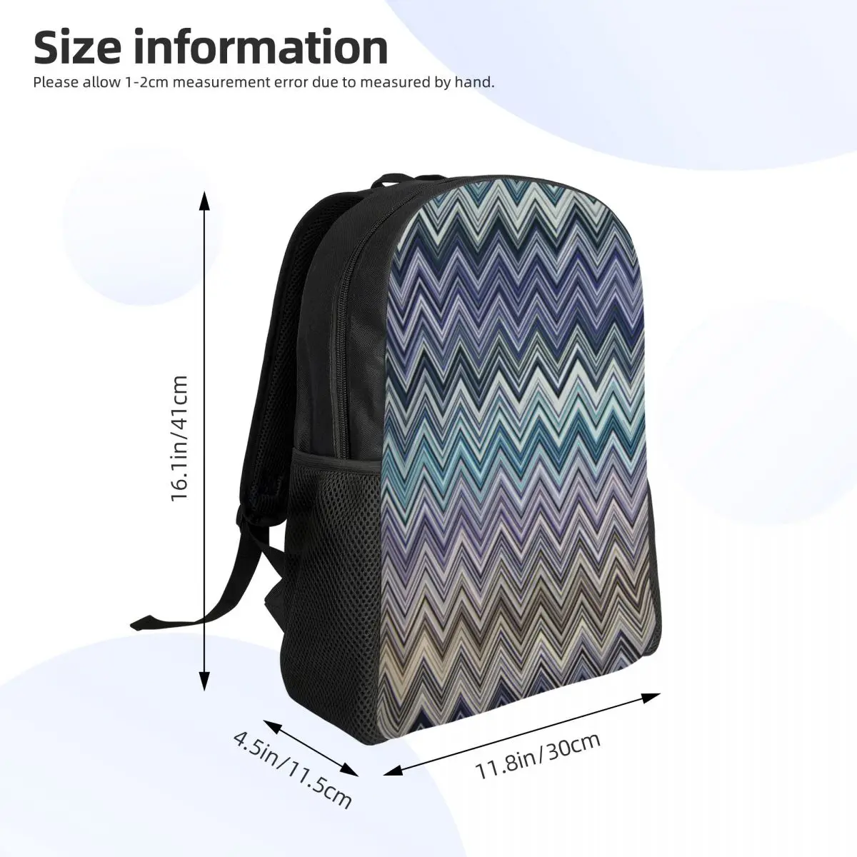 Домашняя 3D-печать зигзаг рюкзак в стиле бохо зигзаг Boho Pastel College School Travel Bags Bookbag подходит для 15-дюймового ноутбука