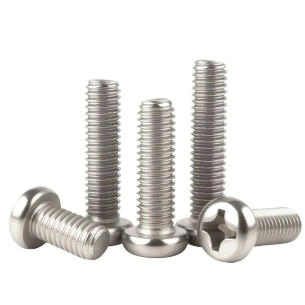 50/10pcs M1.2 M1.4 M1.6 M2 M2.5 M3 M4 M5 M6 Mini Micro Small Cross Phillips Pan Head Screw Round Bolt 304 Stainless Steel
