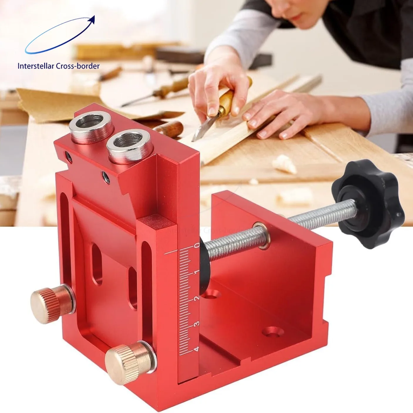 

Adjustable Oblique Hole Positioner for Woodworking Aluminum Alloy Punch Tool for Wood Cabinet Plate Hardware Drill Guide Locator