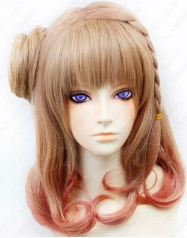 

long Medium brown mix pink Party Braided Styled Hair Wig