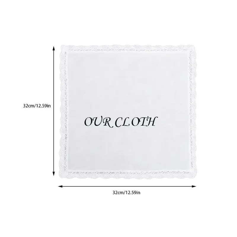 Decorative White Cotton Handkerchief