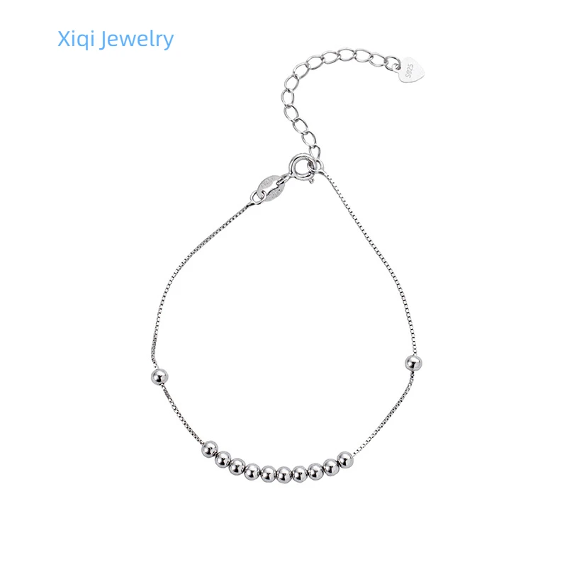 

Xiqi Jewelry 925 Sterling Silver Simple Bead Bracelet Women's Temperament Literary Beanie Bracelet Ins Niche Exquisite Beaded Ha