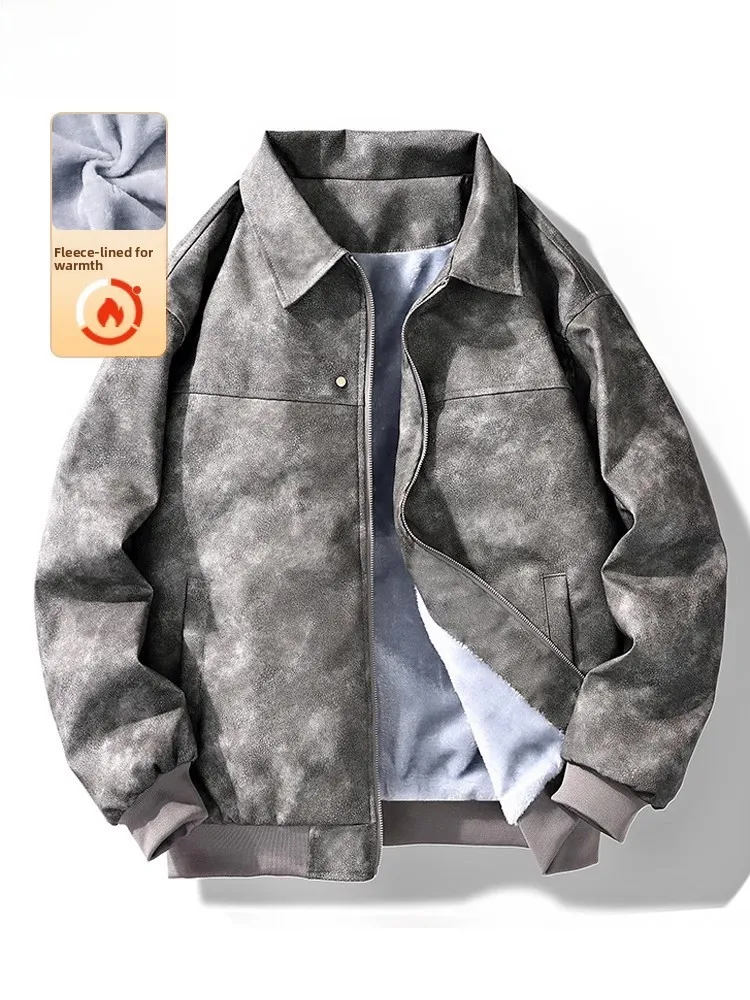 

Новинка 2023 года, мужское байкерское пальто с подкладкой Fce, американское ретро пальто из искусственной кожи, ветрозащитное длинное пальто свеча на молнии, украшенное свободным кроем