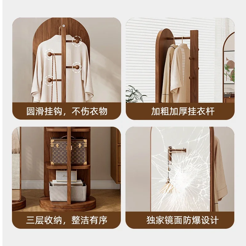 Full-body mirror Rotating mirror Foreign trade full-length Full-body floor mirror Movable hanging clothes fitting