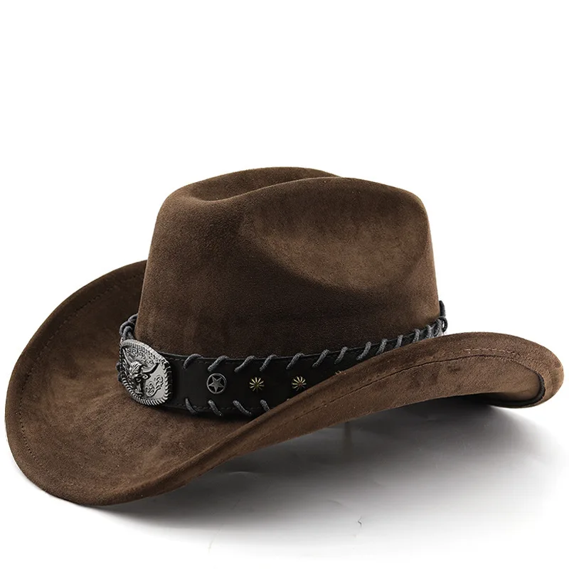 

Cow Head Belt, Western Cowboy Woolen Jazz Top Men's Women's Ethnic Style, Autumn And Winter Felt Hat, Large Eave Hat