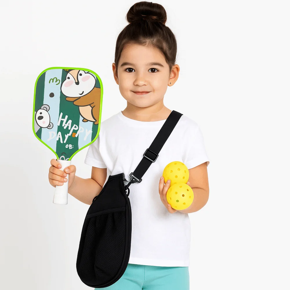 Cartoon Children's Pickleball Set Colorful Lightweight Children's Pickleball Rackets Non-Slip Grip Durable Pickle Ball Rackets