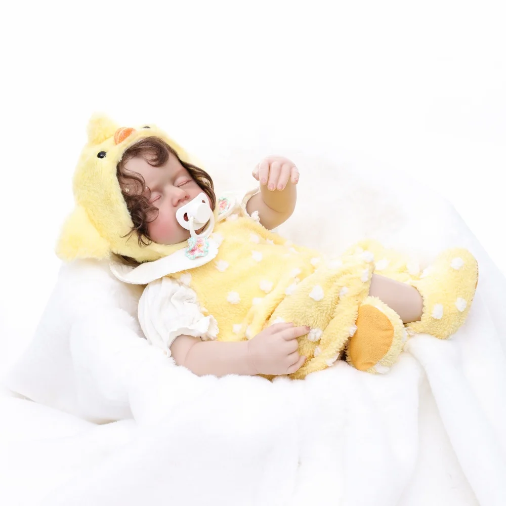 Cloveray 24 بوصة الأصلي واقعية تولد من جديد دمية طفل محاكاة أفخم بطة صفراء مجموعة دمية الفينيل أطراف الفينيل القماش الجسم طفل هدية