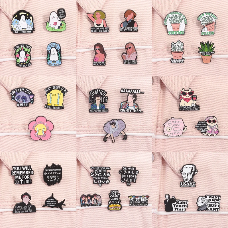 2-5 قطعة/المجموعة أصدقاء البرامج التلفزيونية المينا دبابيس لطيف كلب لعبة فيديو شخصيات بروش التلبيب ظهره شارة مجوهرات هدايا للأصدقاء