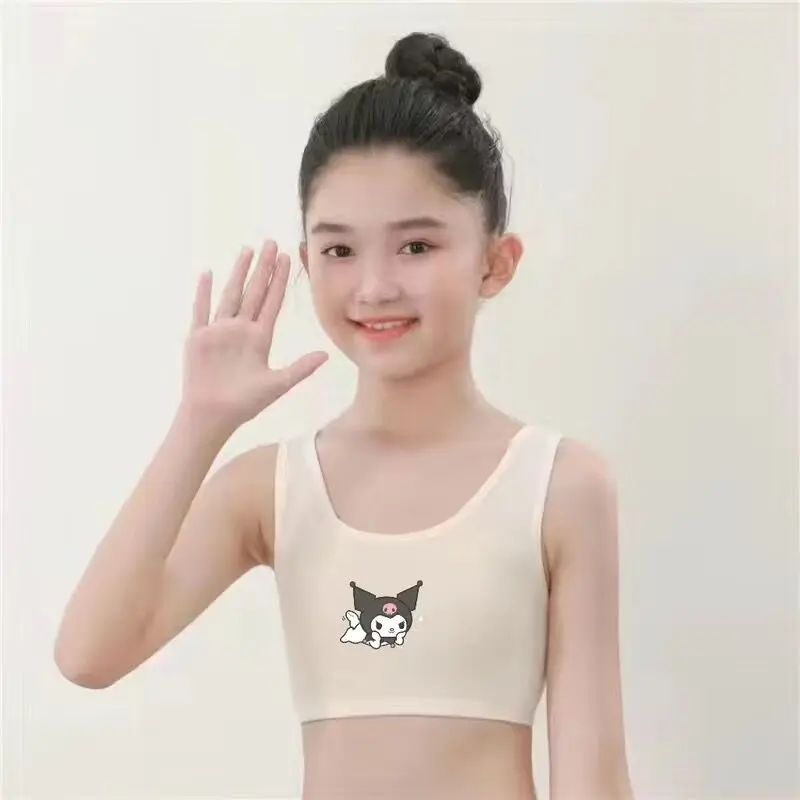 Girls' Cotton Developmental Stage Camisoles Original Kuromi Underwear 8-15 Year Old Student Anti Convex Point Lingerie Tank Top