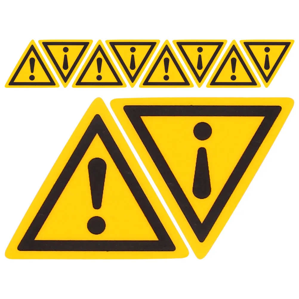 

10Pcs Exclamation Mark Safety Warning Stickers Bright Yellow Triangle Caution Labels Self Adhesive Warning Signs for Industrial