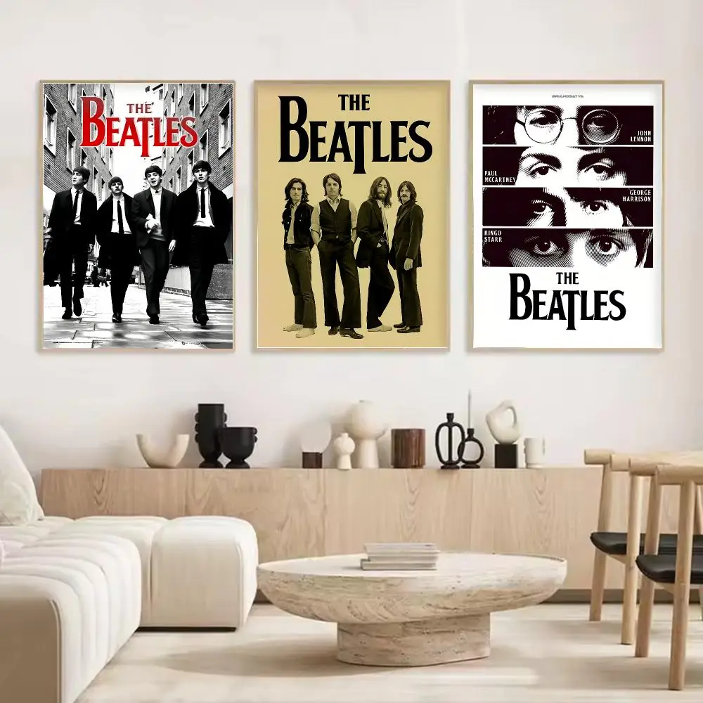 Band T-The Beatles Painting Calligraphy Stylish Canvas Poster Wall Art for Living Room Bedroom Cafe Office Decor Gift
