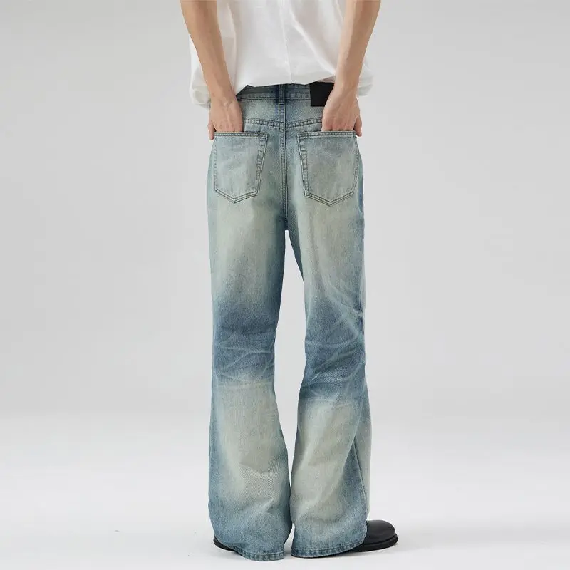 KSTUN 2025 Men's Flared Jeans Boot Cut Comfort Denim Pants Light Blue Male Denim Trousers Jeans Loose Fit Vintage Straight Jeans
