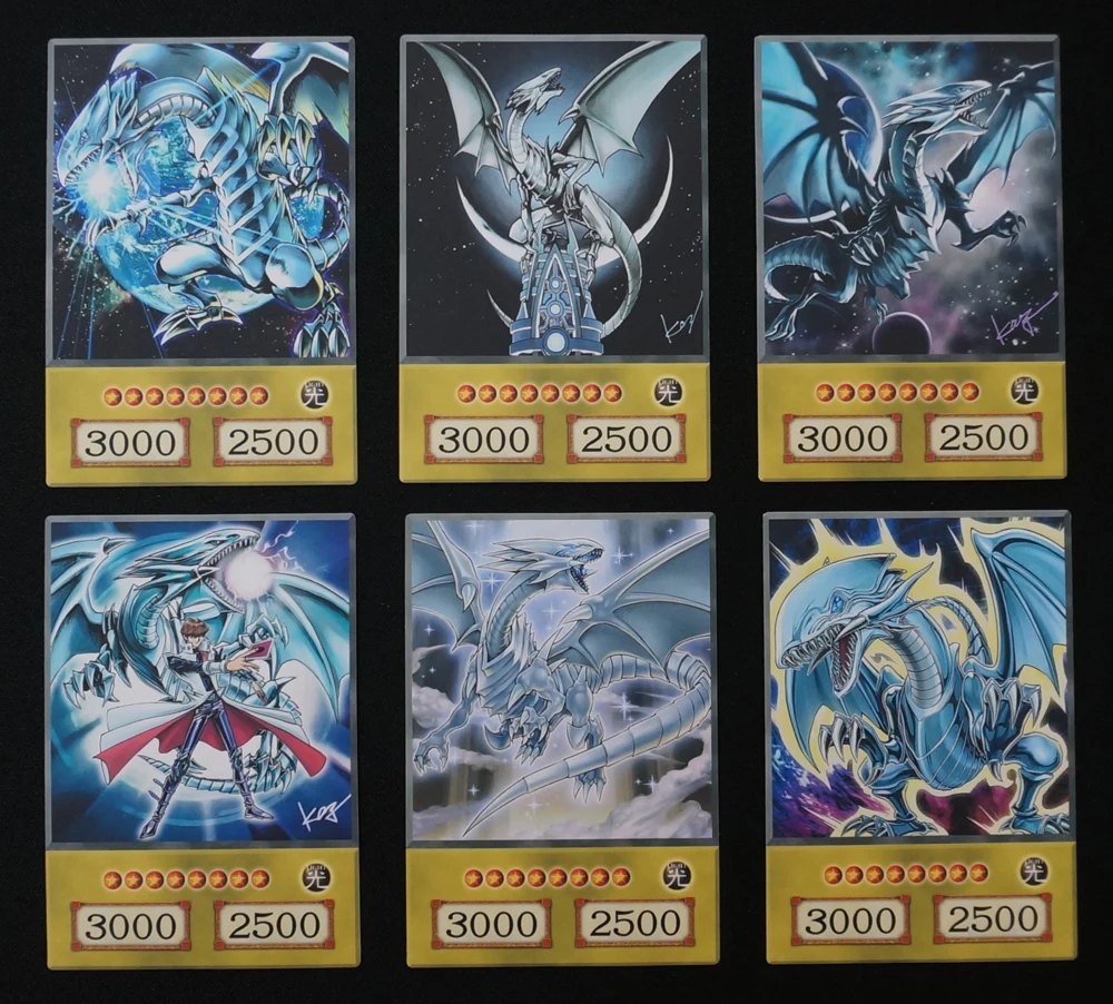 24pcs/set Different Artwork Dark Magician Blue-Eyes White Dragon Red-Eyes Black Dragon Anime Style Orica Collection Paper Cards