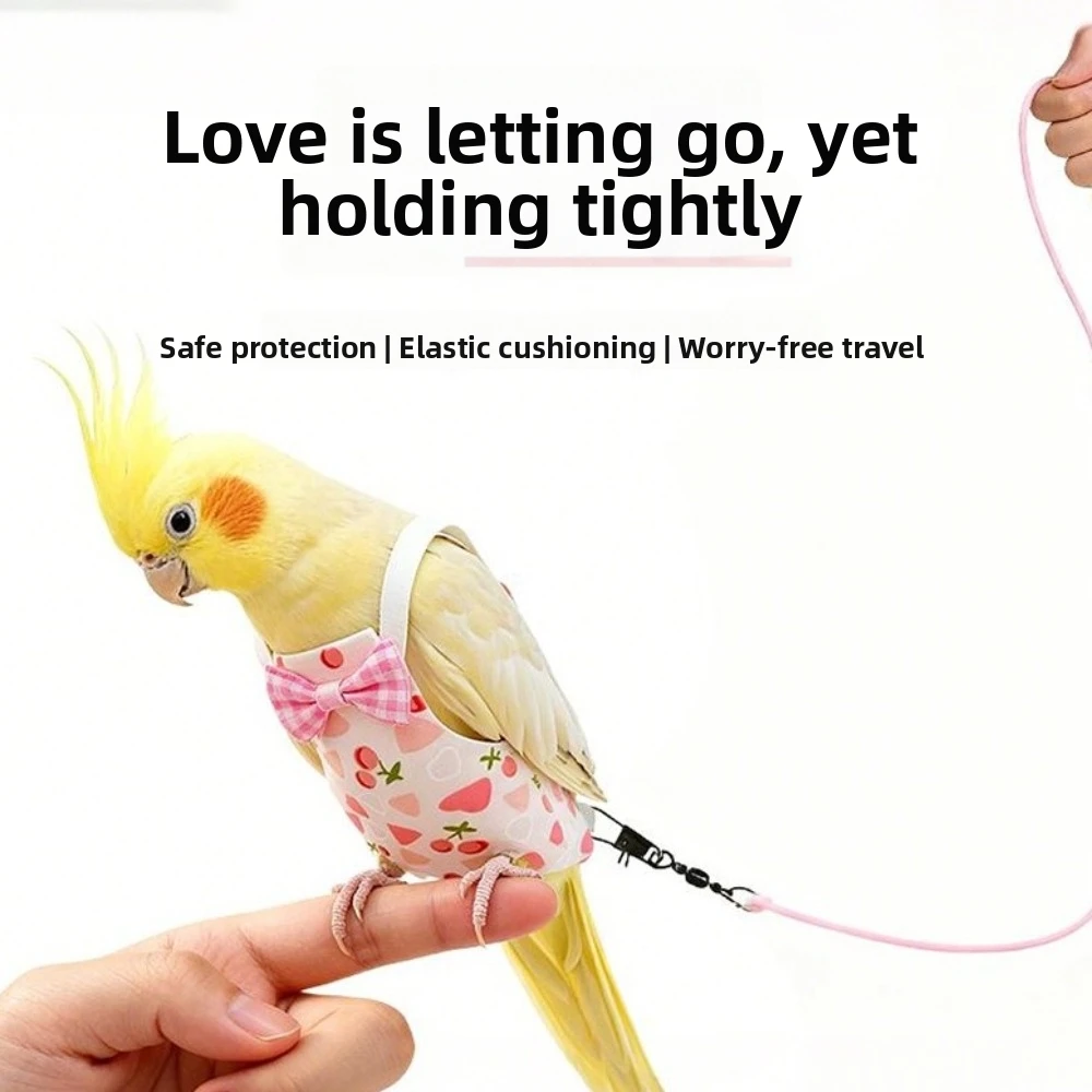 Colorful Fruit Bird Harness Leash Breathable 2m Rope Parrot Diaper Keep Birds Clean Adjustable Pet Bird Clothes Outdoor Carrying