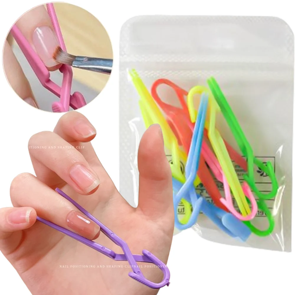 10 Stück zufällig gefärbte Nagelkunst-Positionierungskreuzclips, Ölpolitur-Auslaufschutzclips zur Verhinderung von Auslaufen, Maniküre-Werkzeug