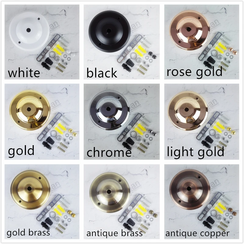 Sample order of D105mmX30mm 9 colors finish iron ceiling plate DIY pendant light canopy black metal ceiling mount