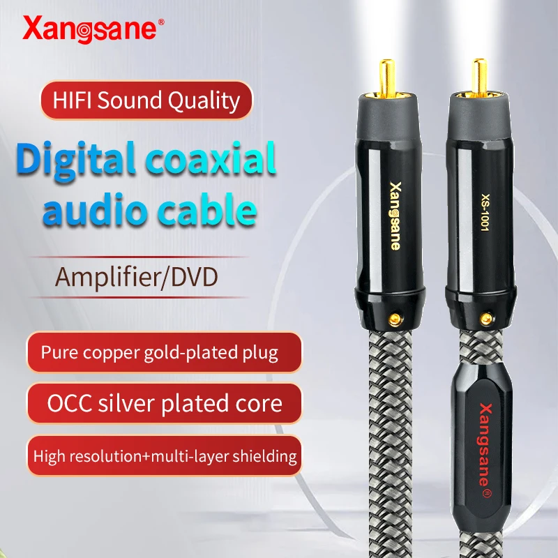 

Xangsane hifi silver plated copper digital coaxial audio cable SPDIF TV amplifier sound 75 Ω stereo high fidelity coaxial cable