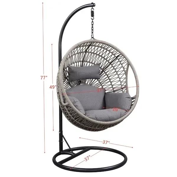 Modern Egg Shape Outdoor Furniture Garden Wicker Rattan Hanging Patio Indoor Egg Swing Chair with Stand