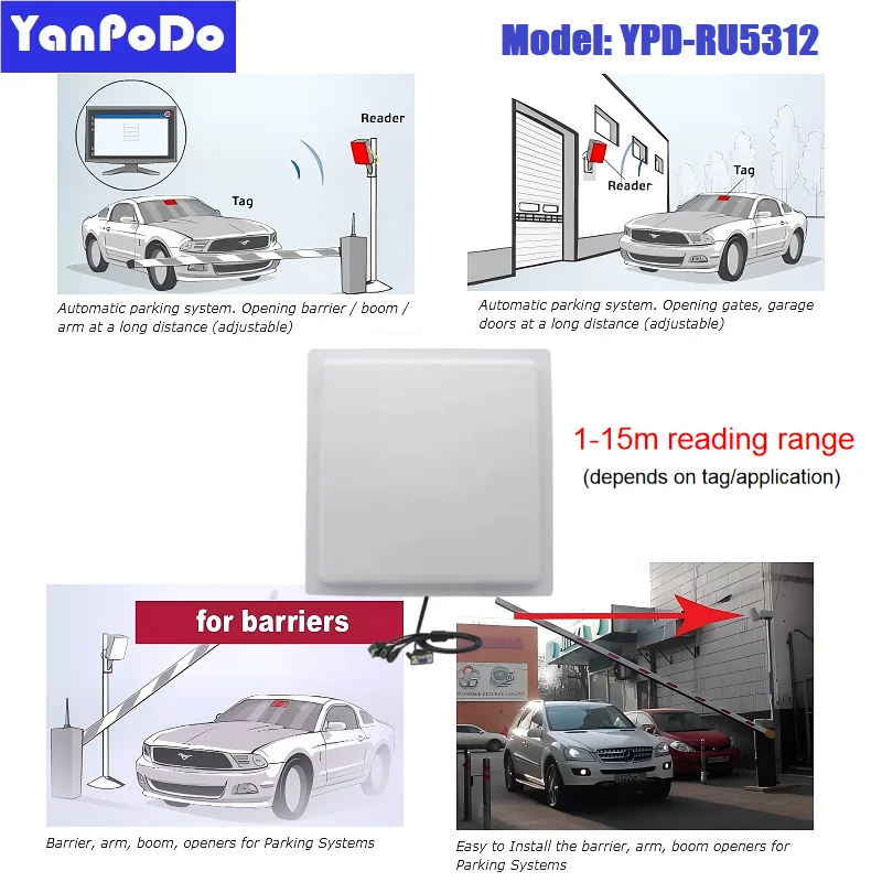 

Yanpodo 15 м УВЧ RFID-считыватель USB RS232 WG26/34 релейный интерфейс встроенная антенна с усилением 12 дБи бесплатно SDK для парковки автомобилей