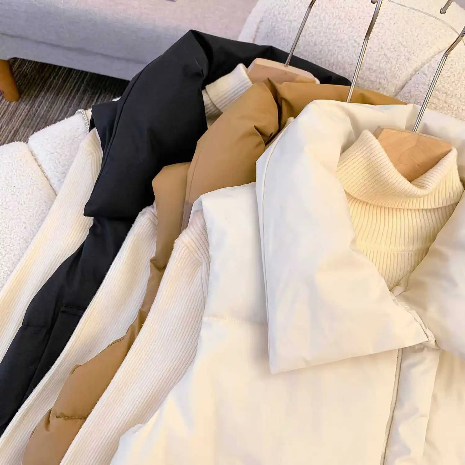 Übergroße Baumwollweste mit Reißverschluss, lockere Damenweste für Herbst und Winter, lässige Weste, ärmellose Kleidung, einfarbige Basic-Jacke, Oberteil – Detail 12